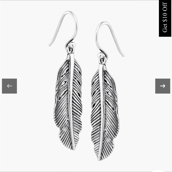Silpada Etched Feather Drop Earrings New southwestern style sterling silver - Picture 3 of 8